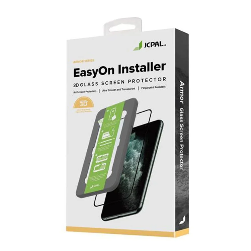 گلس محافظ صفحه نمایش آیفون 11 مدل EasyOn Installer 3D (Armor Series) برند JCPal به همراه ابزار نصب آسان