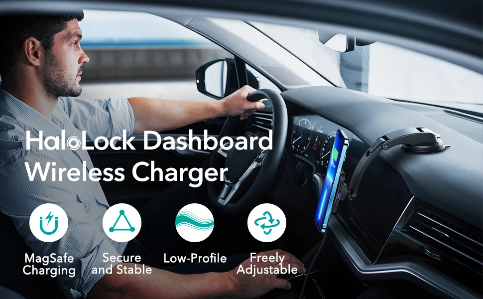 شارژر و هولدر مغناطیسی داخل خودرو ESR HaloLock Dashboard Magnetic Wireless Charger