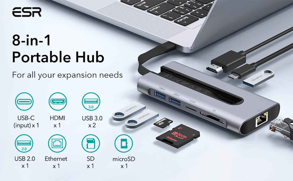 هاب USB-C 8-in-1 مک بوک ESR