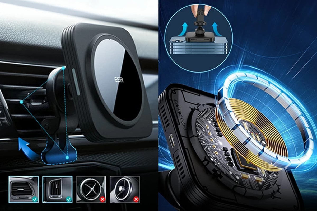 هولدر شارژر وایرلس مغناطیسی خودرو | ESR Halolock Magnetic Wireless Car Charger