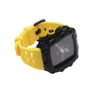 خرید بند اپل واچ سری لاکچری Luxury Modification Kit Mod Metal Bands apple 44/45 mm با بند رابر زرد