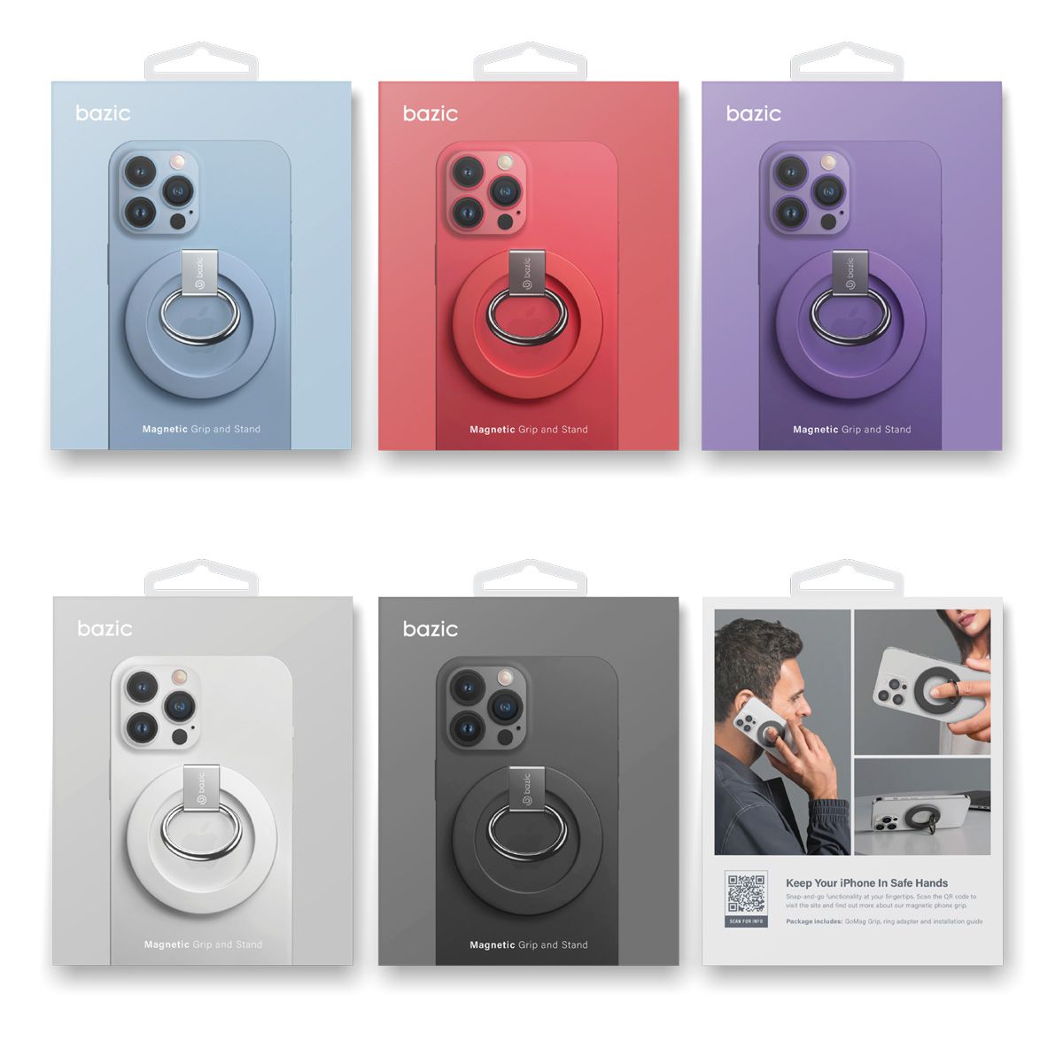 رینگ نگهدارنده موبایل بازیک GOMAG GRIP MagSafe 3 رنگ بندی متنوع رینگ نگهدارنده موبایل بازیک GOMAG GRIP MagSafe