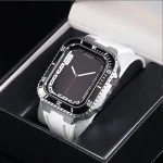 بند و گارد اپل واچ سری لاکچری Luxury Steel Metal Case Bezel Silicone Strap apple Watch 4445 mm در بسته بندی هدیه
