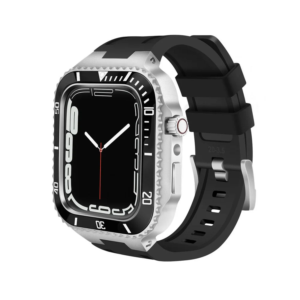 خرید بند و گارد اپل واچ سری لاکچری Luxury Steel Metal Case Bezel Silicone Strap apple Watch 4445 mm