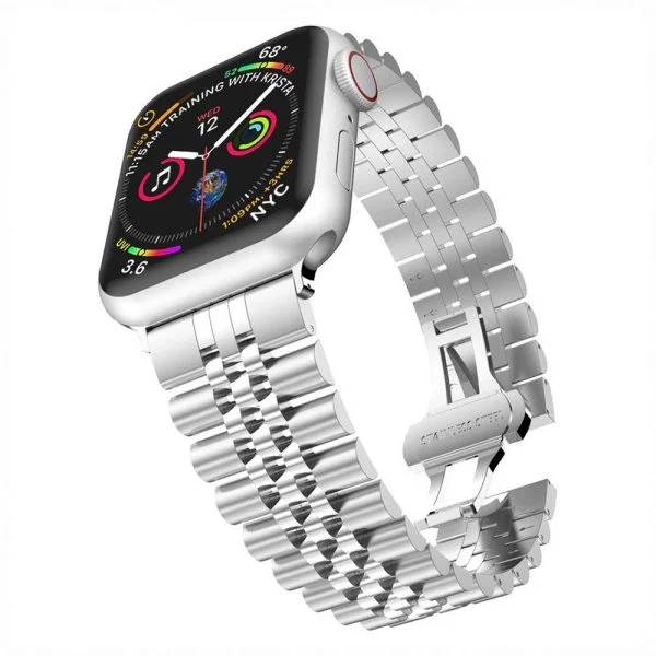 Butterfly Buckle Watch Band Strap For Apple Watch نقره ای