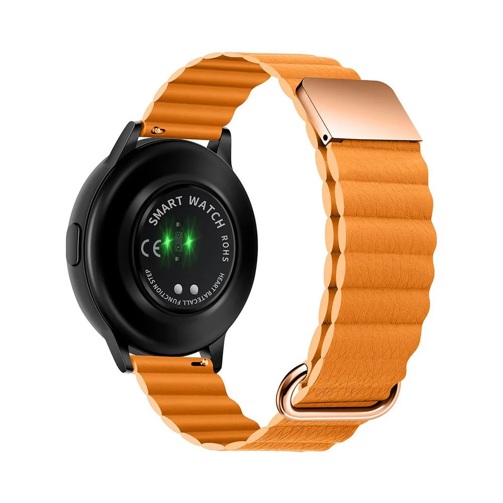 بند ساعت هوشمند مدل چرمی مگنتی سایز 22mm رنگ نارنجی