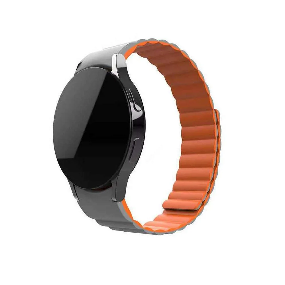 ند گلکسی واچ سامسونگ سری 4 و 5 Silicone Magnetic Watch band For Samsung Galaxy Watch 4 / 5 رنگ مشکی نارنجی