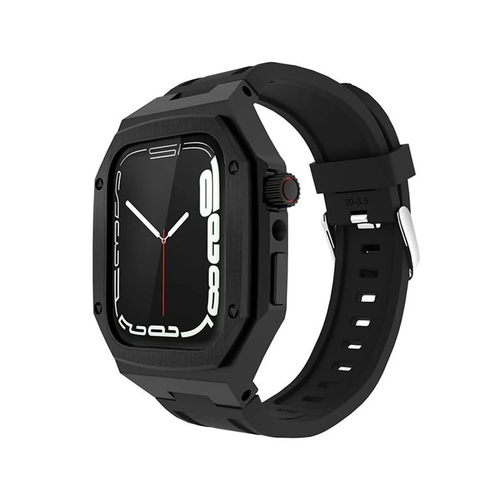 خرید بند و گارد اپل واچ سری لاکچری Luxury Metal Cases Fullbody Protection Silicone apple Watch 45 mm