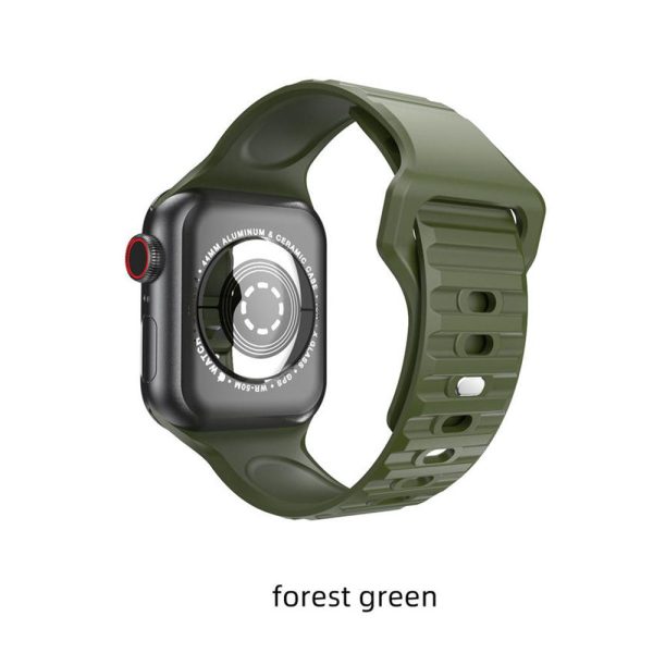 بند سیلیکونی اپل واچ 7 و 8 سایز 45 برند جیتک Luxury Silicone Watch Band 8 / 7 / se /ultra سبز ارتشی