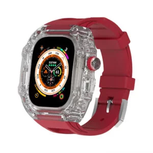 بند و گارد HUALIMEI مدل Transparent Richard-mille Mod Kit For Apple Watch Ultra 49mm قرمز