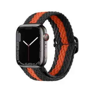 بند اپل واچ جیتک مدل G-Tech Braided Stretchy Solo Loop Band for Apple Watch 44/45/49mm مشکی نارنجی