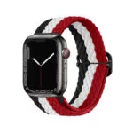 بند اپل واچ جیتک مدل G-Tech Braided Stretchy Solo Loop Band for Apple Watch 44/45/49mm قرمز مشکی سفید