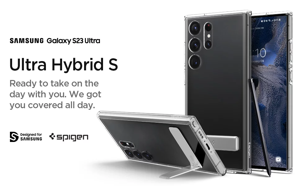 قاب گلکسی اس 23 اولترا برند اسپیگن مدل Spigen Ultra Hybrid S case Galaxy S23 Ultra استند دار