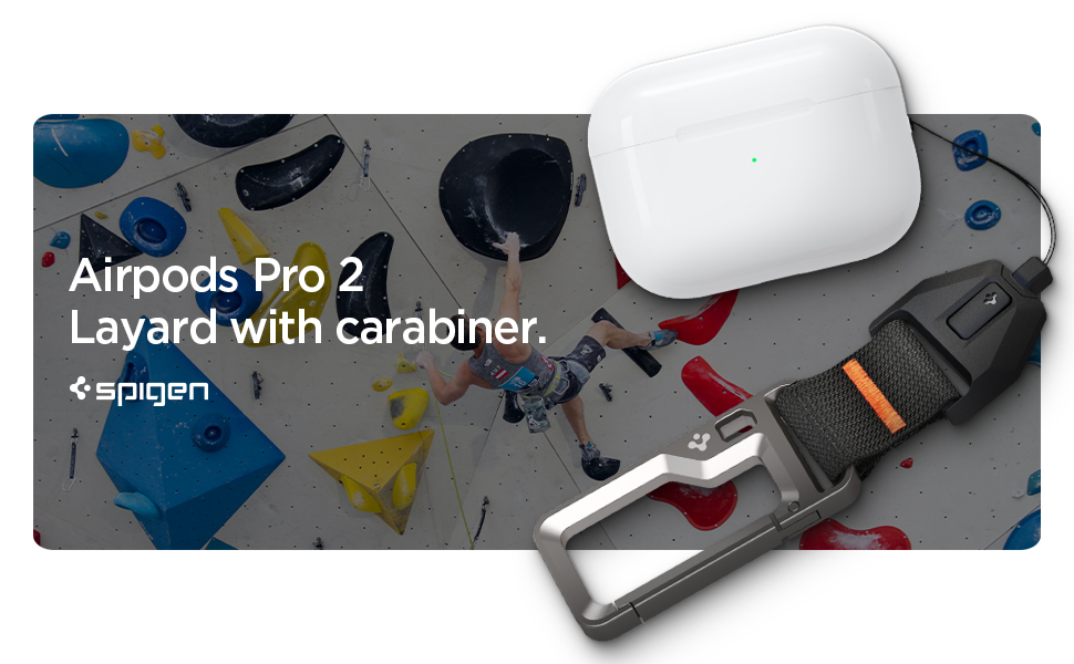 بند نگهدارنده اسپیگن مدل AirPods Pro 2 Lanyard Carabiner