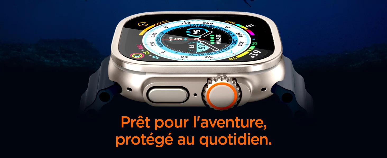 محافظ صفحه نمایش اپل واچ اولترا برند اسپیگن Spigen Apple Watch Ultra (49mm) Screen Protector Glas.tR Slim Pro فروشگاه اسپيگن ایران