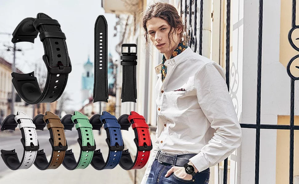 بند چرمی گلکسی واچ 6  G-Tech Galaxy Watch Genuine Leather Hybrid Silicone Band با بالاترین کیفیت برای یک استایل متمایز