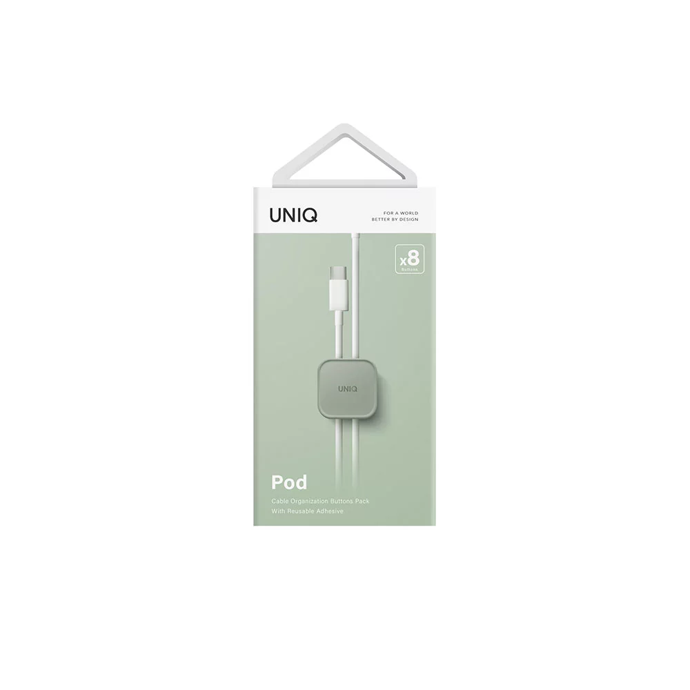 بسته نگهدارنده و نظم دهنده کابل برند یونیک مدل UNIQ POD بسته 8 تایی سبز