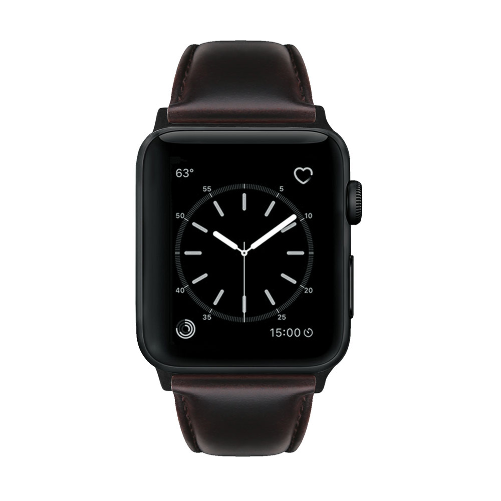بند چرم طبیعی اپل واچ جیتک مدل G-Tech Leather Classic Band For Apple Watch 44/45/49mm مشکی