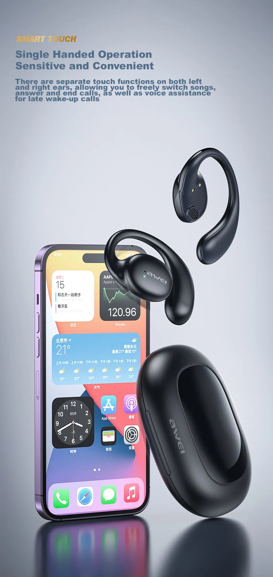 ایربادز اوی مدل Awei T80 Wireless Bluetooth OWS Air Conduction Earbuds