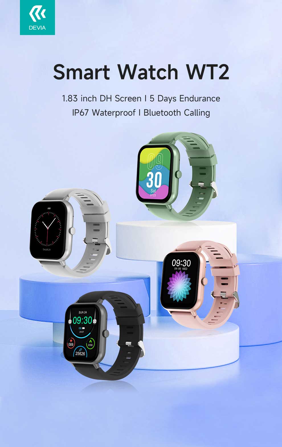 ساعت هوشمند دیویا مدل DEVIA Smart Watch WT2 فروشگاه اسپيگن ایران
