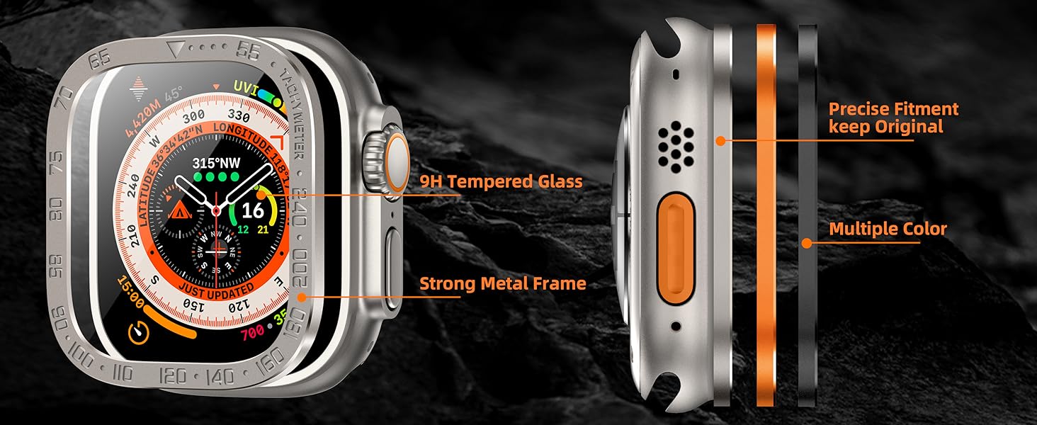 محافظ صفحه نمایش اپل واچ اولترا Apple Watch Ultra (49mm) Screen Protector Metal Guard فروشگاه اسپيگن ایران