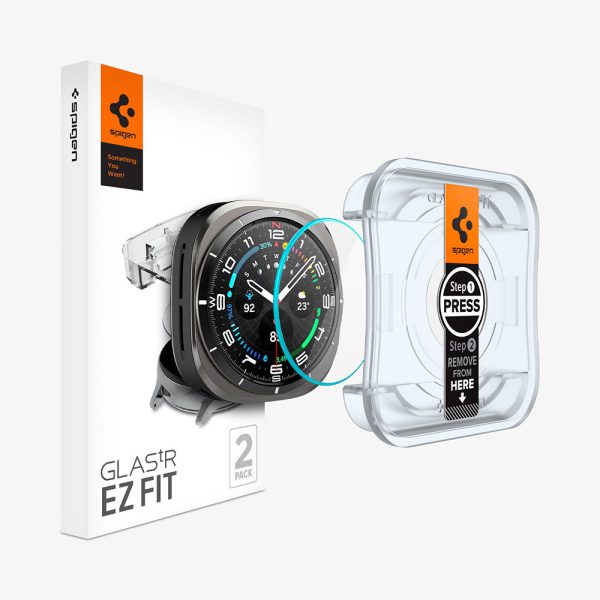 محافظ صفحه گلکسی واچ 7 اولترا سایز 47 برند اسپیگن مدل Spigen Glas.tR EZ Fit بسته 2 تایی
