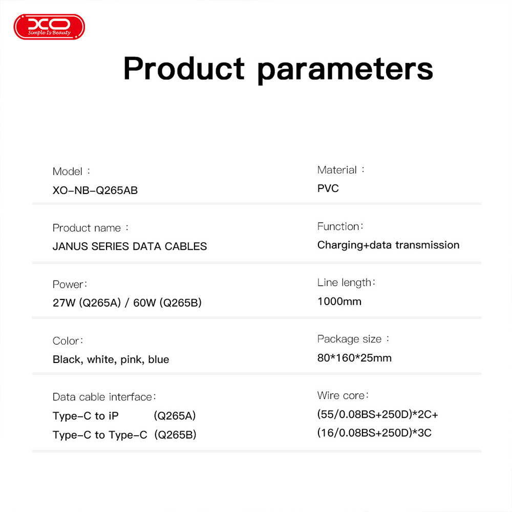 کابل USB-C به لایتنینگ XO NB-Q265A JianYi 27w طول 1متر فروشگاه اسپيگن ایران